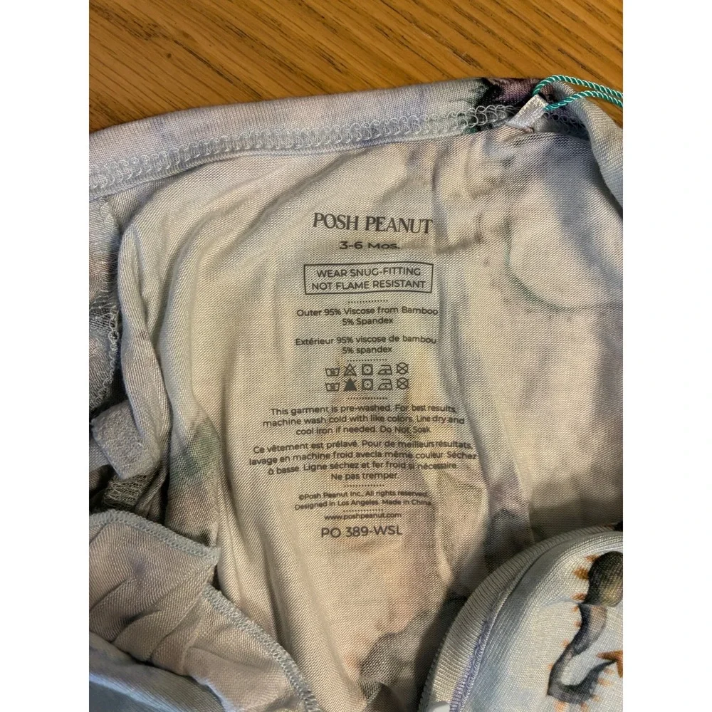 Posh Peanut Percy Dragon Bamboo Ruffle Footie Pajamas‎ Blue 3-6 Months NWT